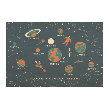 Drewniana kartka / magnes / plakat - Uniwersy geocentryczne