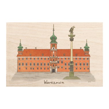 Drewniana kartka / magnes / plakat - Warszawa Zamek Królewski