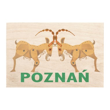 Drewniana kartka / magnes / plakat - Poznań koziołki
