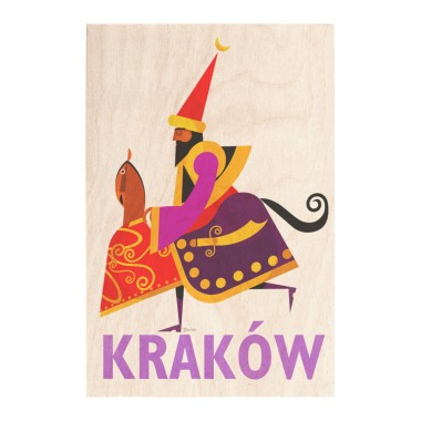 Drewniana kartka / magnes / plakat - Kraków Lajkonik