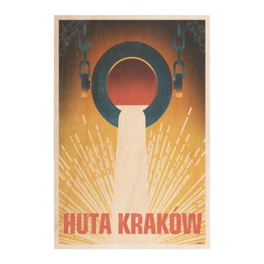 Drewniana kartka / magnes / plakat - Kraków huta