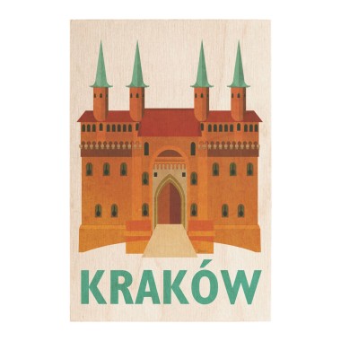 Drewniana kartka / magnes / plakat - Kraków zamek na Wawelu