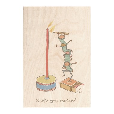Drewniana kartka / magnes / plakat - Urodziny piramida