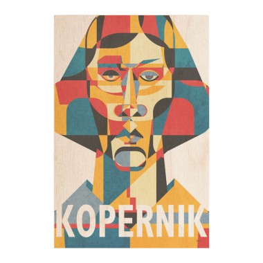 Drewniana kartka / magnes / plakat - Mikołaj Kopernik napis "Kopernik"
