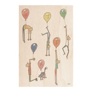 Drewniana kartka / magnes / plakat - Urodziny STO LAT balony