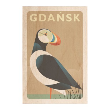 Drewniana kartka / magnes / plakat - Gdańsk Maskonur zwyczajny