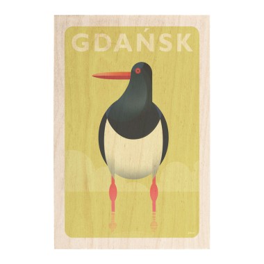 Drewniana kartka / magnes / plakat - Gdańsk Ostrygojad zwyczajny