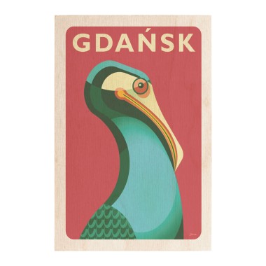 Drewniana kartka / magnes / plakat - Gdańsk Afrykański Hornbill