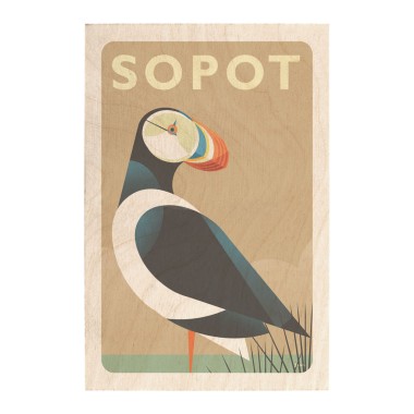 Drewniana kartka / magnes / plakat - Sopot Maskonur zwyczajny