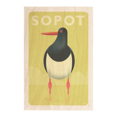 Drewniana kartka / magnes / plakat - Sopot Ostrygojad zwyczajny