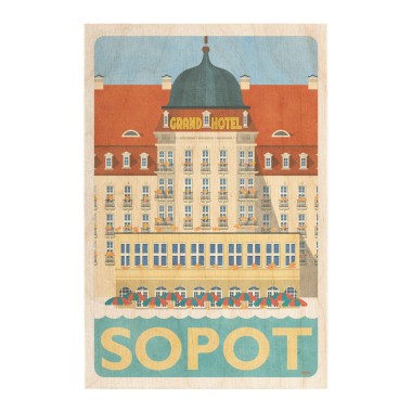 Drewniana kartka / magnes / plakat - Sopot Sofitel grand hotel