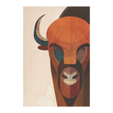 Drewniana kartka / magnes / plakat - Bizon
