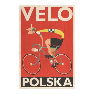 Drewniana kartka / magnes / plakat - Velo Polska