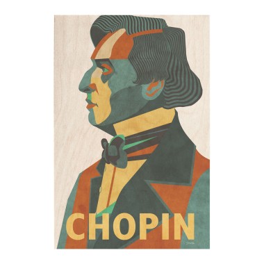 Drewniana kartka / magnes / plakat - Chopin