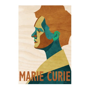 Drewniana kartka / magnes / plakat - Maria Curie-Skłodowska