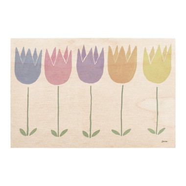 Drewniana kartka / magnes / plakat -Tulipany