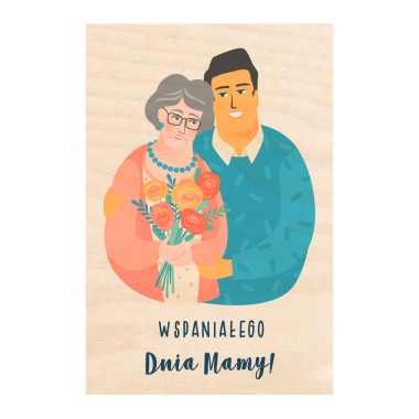 Drewniana kartka / magnes / plakat - Wspaniałego Dnia Mamy - życzenia