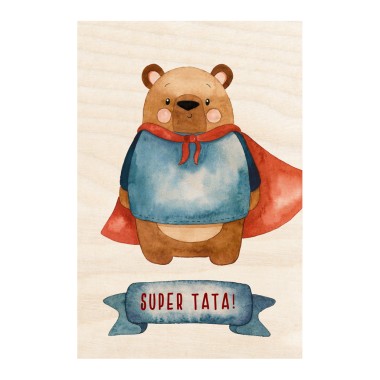 Drewniana kartka / magnes / plakat - Super Tata!