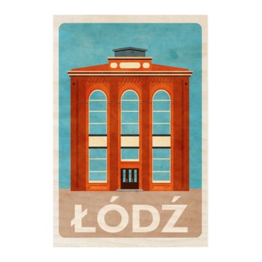 Drewniana kartka / magnes / plakat - Łódź Manufaktura