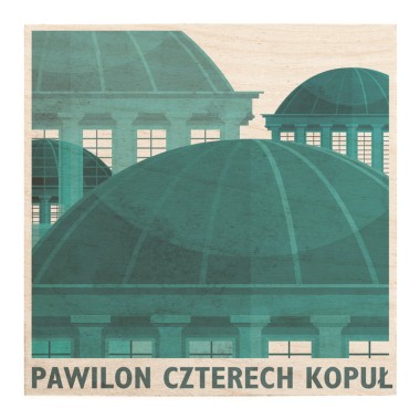 Drewniana kartka / magnes / plakat - Wrocław Pawilon Czterech Kopuł