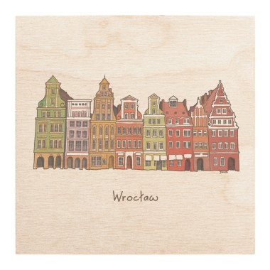 Drewniana kartka / magnes / plakat - Wrocław Kamienice