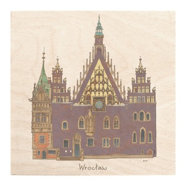 Drewniana kartka / magnes / plakat - Wrocław Ratusz