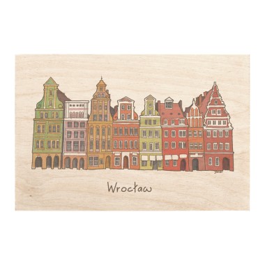 Drewniana kartka / magnes / plakat - Wrocław Kamienice
