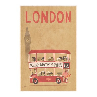 Drewniana kartka / magnes / plakat - Londyn Autobus