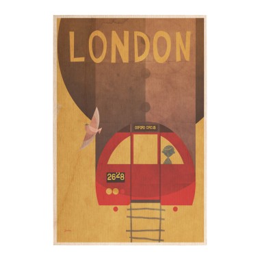 Drewniana kartka / magnes / plakat - Londyn Metro