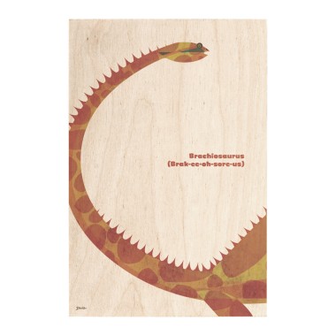 Drewniana kartka / magnes / plakat - Dinozaur Brachiosaurus