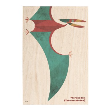 Drewniana kartka / magnes / plakat - Dinozaur Pteranodon