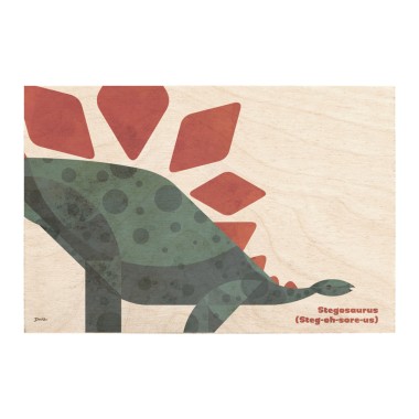 Drewniana kartka / magnes / plakat - Dinozaur Stegosaurus