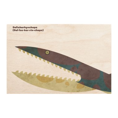 Drewniana kartka / magnes / plakat - Dinozaur Dolichorhynchops