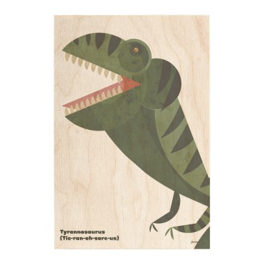 Drewniana kartka / magnes / plakat - Dinozaur Tyrannosaurus