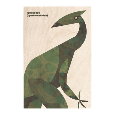 Drewniana kartka / magnes / plakat - Dinozaur Iguanodon