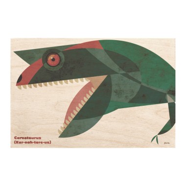 Drewniana kartka / magnes / plakat - Dinozaur Carnotaurus
