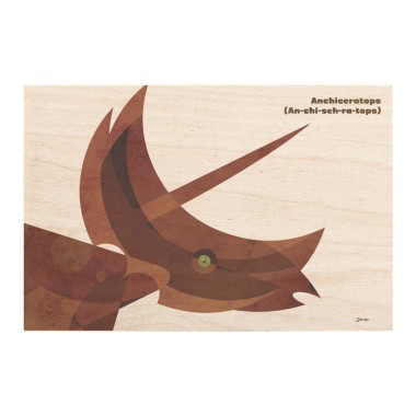 Drewniana kartka / magnes / plakat - Dinozaur Anchiceratops