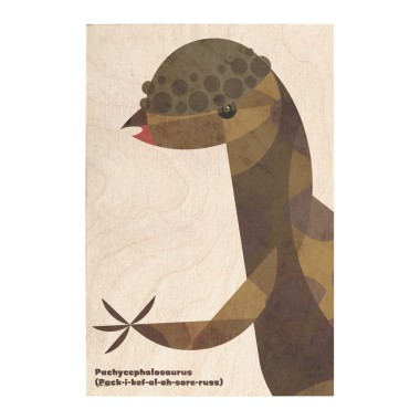 Drewniana kartka / magnes / plakat - Dinozaur Pachycephalosaurus