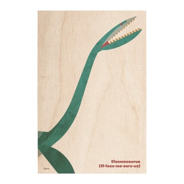 Drewniana kartka / magnes / plakat - Dinozaur Elasmosaurus