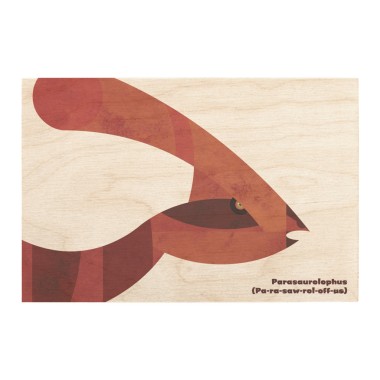 Drewniana kartka / magnes / plakat - Dinozaur Parasaurolophus