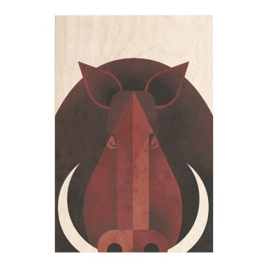 Drewniana kartka / magnes / plakat - Dzik