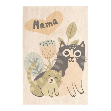 Drewniana kartka / magnes / plakat - Mama - Kotki